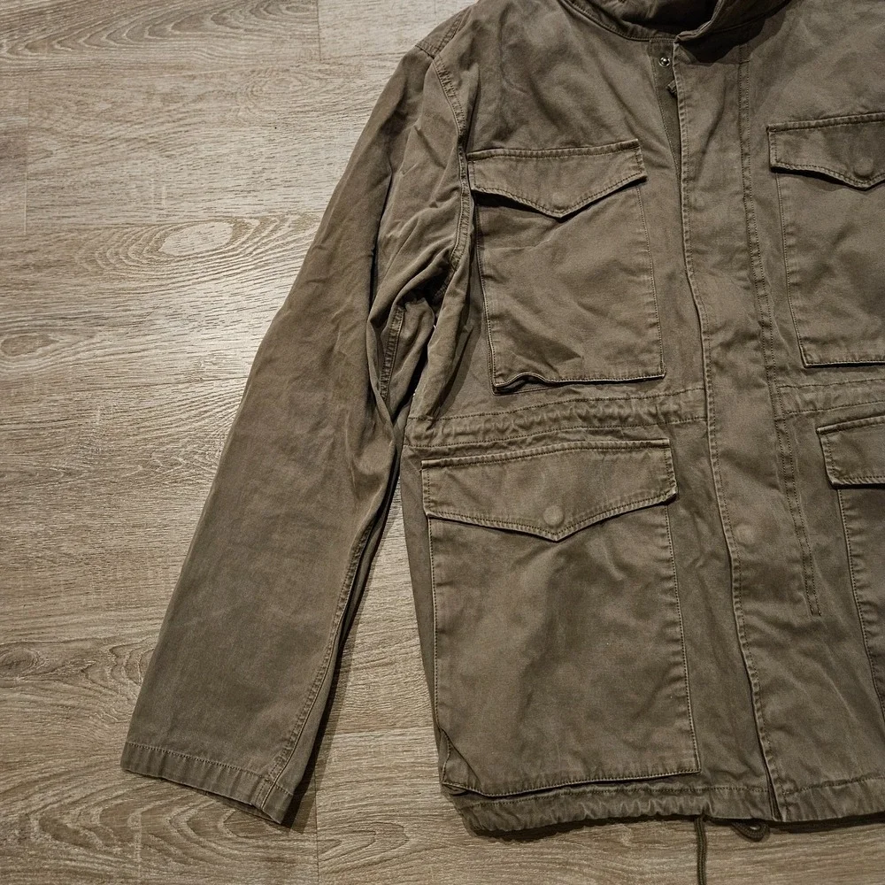 Madewell Mens XL M65 Field Jacket Brown Military Utility Hidden Hood NWOT